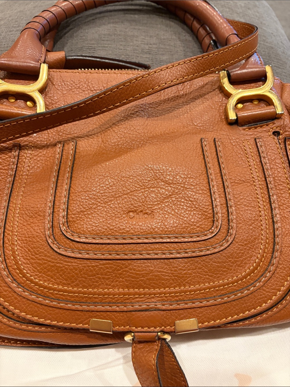Chloe Marcie Small Brown Leather Satchel - Picture 2 of 12